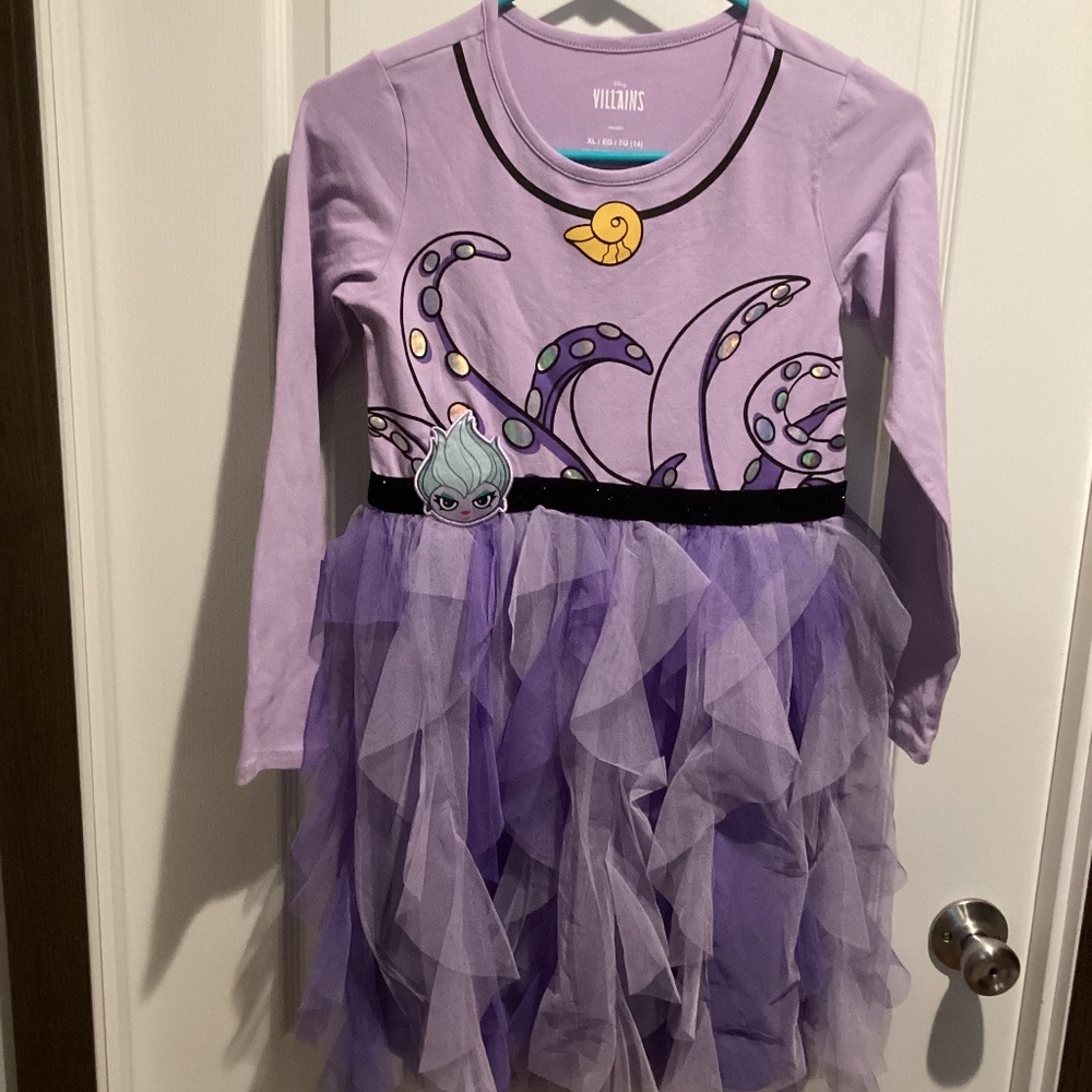 NEW Girls Disney Villains Lavender “Ursula” The Little Mermaid Dress-Size XL-14